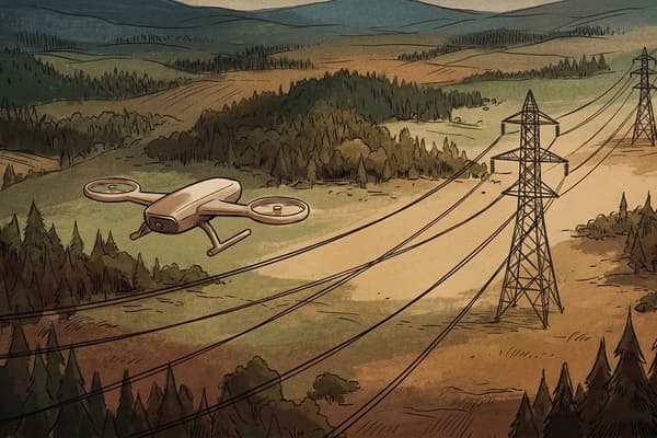 Self-Charging Drones Land on Power Lines for Infinite Grid Monitoring